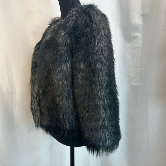 MICHAEL Michael Kors gray black faux fur jacket Sz L NWT - Picture 4 of 11